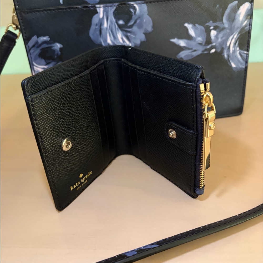 Kate Spade Black and Blue Floral Crossbody Bag and Wallet - Picture 5 of 8